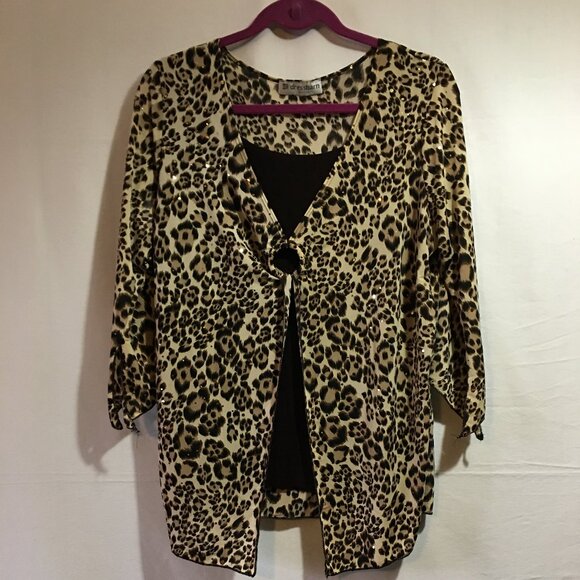 Leopard Print Layered Look Top - Picture 1 of 4